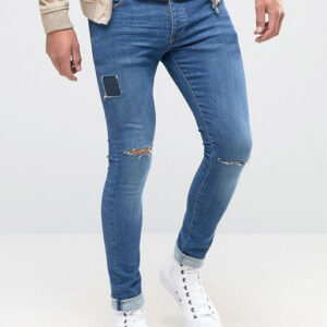 River Island Super Skinny Jeans In Mid Wash